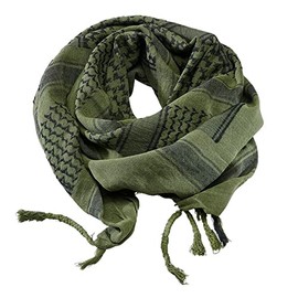 Men's Protective SAS Army 100% Cotton Military Desert Tactical Neck Head Keffiyeh Wrap Combat Sun Hat Scarf Shemagh (Olive Black)