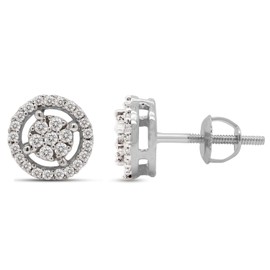 1/4 Carat Round Cut Lab Created Moissanite Diamond Circle Stud Earrings In 14K White Gold Over Sterling Silver Jewelry For Women (VVS1 Clarity, 0.25 Cttw)