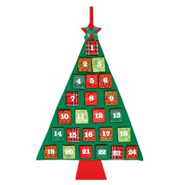 Premier Decorations Felt Christmas Tree Advent Calendar Green With Pockets 100cm x 60cm Hanging Create Your Own Xmas Gifts Decoration