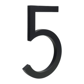 HASWARE Floating House Number 4 inch Stylish Door Numbers Alphabet Plaque Street Home Address Numerals (Small 5, Black)