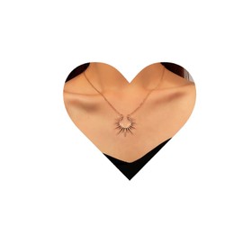 Allereya Vintage Sunburst Pendent Necklace Hollow Sunburst Necklace Moonstone Gold Sun Choker Necklace Open Sunburst Necklace Jewelry for Women and Girls (Gold)