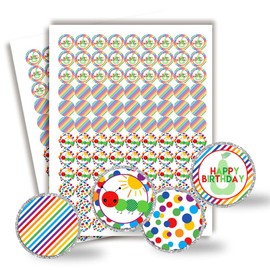 Happy Hungry Caterpillar Birthday Kiss Sticker Labels for Kids, 300 Party Circle Sticker Sized 0.75” for Chocolate Drop Kisses by AmandaCreation, Great for Party Favors, Treats, Envelope Seals & Bags