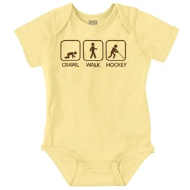 Brisco Brands Crawl Walk Hockey Street Sign Humor Baby Romper Boys or Girls