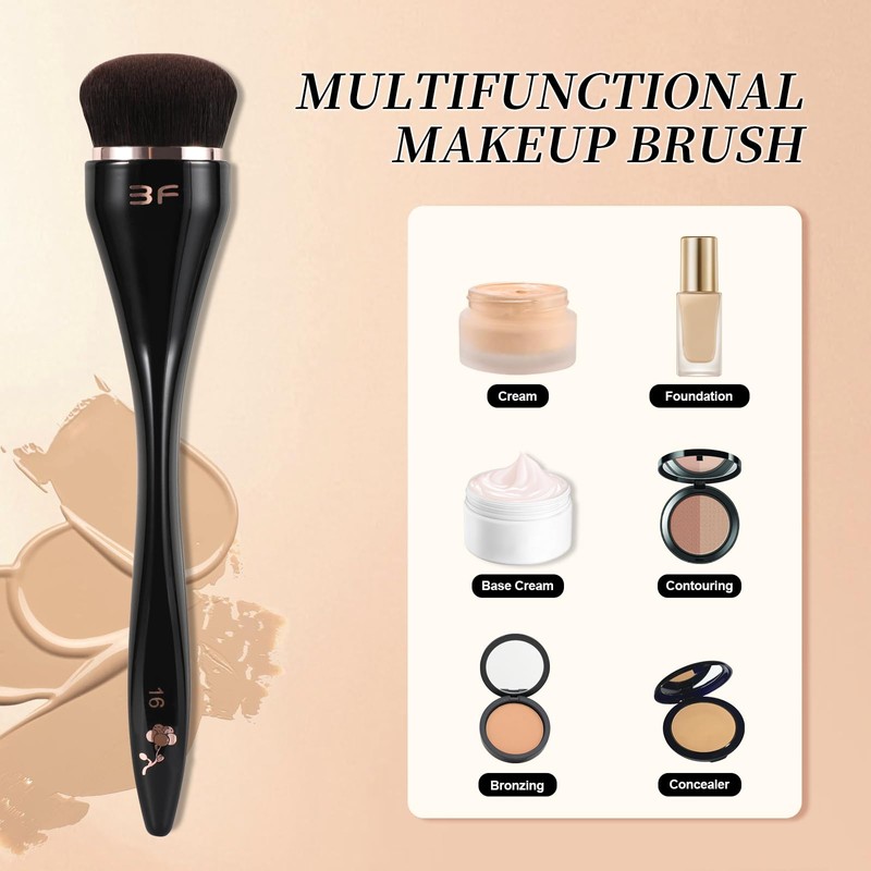 ACMEBEAUTY Angled Foundation Brush for Liquid Cream Blending, Black, 1Pcs