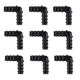 Pack of 9 L Hose Connectors, 13.0 mm (1/2 Inch) Corner Connector, 90° Bend, Corner Connector, Black Hose Fitting Accessories, Hose Connection for Irrigation System
