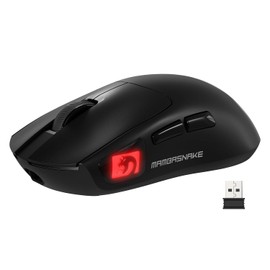 ATTACK SHARK × MAMBASNAKE M4 Wireless Gaming Mouse, 24000 Adjustable DPI PAW3311 Optical Sensor, Programmed Buttons, 52g Lightweight Ergonomic Computer Mice 2.4G/BT/USB-C for PC/Mac-Black