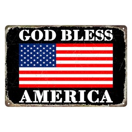 mokarier Vintage God Bless America Tin Sign for Man Cave Garage Bedroom Office Decor Room Decor Signs Outdoor Wall Plaques 8"x12" Inch