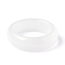 YMHOP White Natural Jade Rings Good Luck Jewelry Natural Green Jade Ring for Women Men Unisex with Gift Box (White, 9)