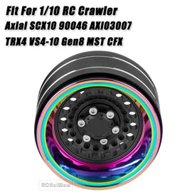 RCHuiWow RC 1.9 Beadlock Wheels Rainbow Wheels for 1/10 Axia1 SCX10 90046 AXI03007 TRX4 VS4-10 Gen8 MST CFX,Alloy Aluminium 1.9 rc Wheels 1.9 Beadlock Rims,Black