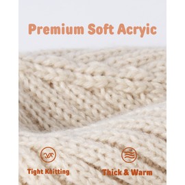 Baby Beanie Fleece Lined Toddler Winter Hat with Ear Flaps Little Girls Boys Warm Hats Cute Beanies for Kids Beige