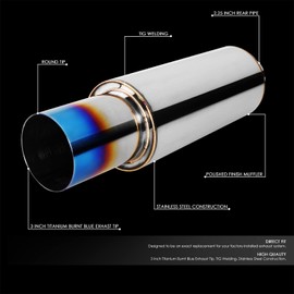 DNA MOTORING EXA-MF-002-T2 4" OD Stainless Steel Straight Through Exhaust Muffler Universal,3" Outlet, 2.25" Inlet