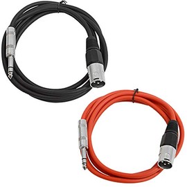 Seismic Audio - SATRXL-M6-2 Pack of 6 Foot 1/4 Inch TRS to XLR Male Patch Cables - Balanced - 6 Foot Patch Cord - Black and Red