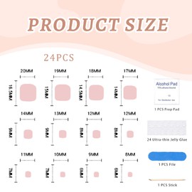 Yamobi Pack of 24 French Matt Toenails for Gluing, False Toenails Kit, Full Cover Acrylic Toenails Nail Tips, Natural Artificial Toenails for Sticking