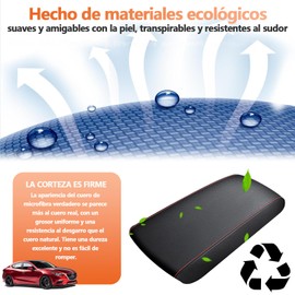 Mazda3 Funda para reposabrazos，ZHBDFMS Accesorios mazda 3 originales，Aplicable 2025 2024 2023 2022 2021 2020 para reposabrazos mazda 3，Accesorios para Mazda 3 Sedan（Color negro con puntadas rojas）