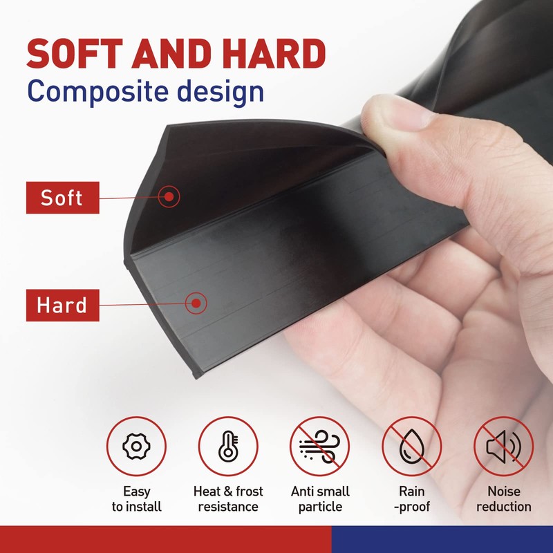 FOSLUOC Garage Door Seal Top and Sides Seal Strip Black