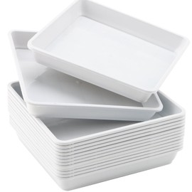 JOIKIT 15 PCS 11.4 x 11.4 Inch Square Plant Saucer, Plastic Plant Saucer Drip Tray, Square Flower Pot Tray for Indoors and Outdoor Plant Pots, 1.6 Inch Deep, White