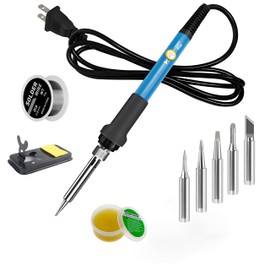 Soldering Iron Kit, 60W Soldering Iron with 5pc Interchangeable Tips, 10-in-1 Adjustable Temperature Solder Welding Tools, Fast Heating, Electronic Repair, 110V
