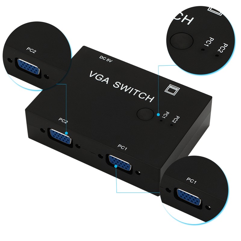VGA Switcher 2 Input +1 Output MultiComputer Host Converter 2