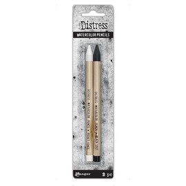 Tim Holtz Distress Watercolor Pencil 2/Pkg Picket Fence and Black Soot TDH83573, 1 Count (Pack of 1)