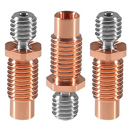 3PCS All-Metal for V6-TCrazy Heat Break Titanium & Copper 3D Printer Nozzle Throat for 1.75mm V6 Hotend Heater Block 3D Printer Accessories (for E3D V6-TCrazy)