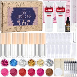 JUYRLE Lip Gloss Making Kit- Make Your Own LipGloss Kit for Women, 62Pcs DIY Lipstick Set with Moisturizing Lip Gloss Base, Pigments, Tubes, Lip Gloss Set for Teens, Christmas Gift for Girls Women