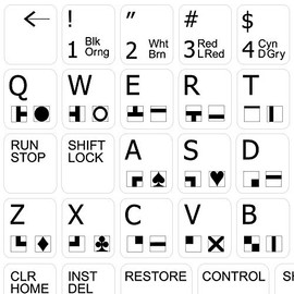 Commodore 128 Non-Transparent Keyboard Decals Black OR White Background (White Background)