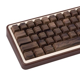 TIMSEKER 131 Keys Custom Cherry Profile Keycap PBT Material, Retro Wood Keyboard Keycap Set, Brown Side Print Shine Through Key Caps for Mechanical Gaming Keyboard