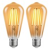 ledscom.de Pack of 2 E27 LED Bulbs ST64 Extra Warm