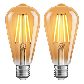 ledscom.de Pack of 2 E27 LED Bulbs ST64 Extra Warm White (2500K) 7.2W 814lm 3 Level Dimmer Gold