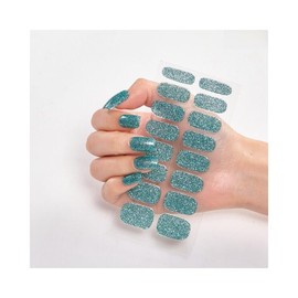 Generic 16Pcs Glitter Gold Pure Color Full Nail Wraps Nail Polish Sticker Thick Cs031 Nail Wraps Stickers Manicure Supplies for Women Nails Full Long Lasting Easy Apply and Remove