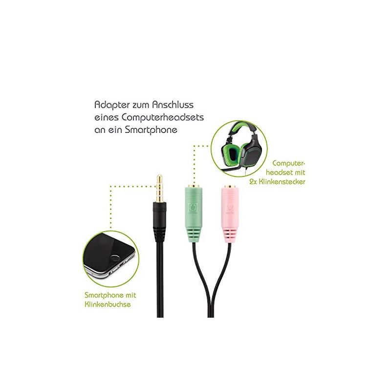 Adapter PC Headset 2-x 3.5mm plug > 4-pin jack for