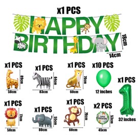 20 Pieces 1St Birthday Decoration Animal Balloons, Party Decoration Accessories, Birthday Photo Tools, Balloons And Flags For Decorating The Birthday