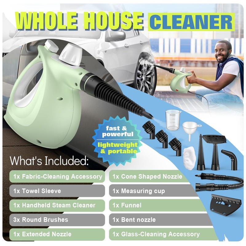 Steam Cleaner, Powerful Pressurized Handheld Steam Cleaner for Home with