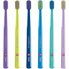 Curaprox 1560 Cepillos de dientes suaves, juego de 6, colores variados