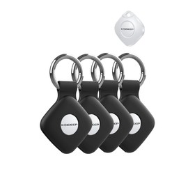 Case for KINDEEP Tracker Air Tag - Superior Silicone Build, Shockproof & Anti - Slip. Fits Widely, Protects Against Scratches. Precise Cutouts Ensure Full Functionality.Black(4 Pack).
