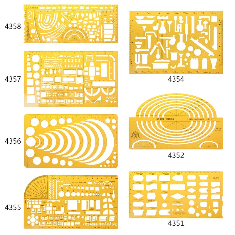 Kinmy Template Ruler Resin Oval Drafting Template Large Isometric Ruler
