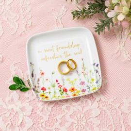 Crisky Christian Gifts for Women Trinket Ring Dish Inspirational Friendship Gifts for Friend Birthday Jewelry Tray for Her Sisters Besties Verse: Sweet Friendship –Proverbs 27:9