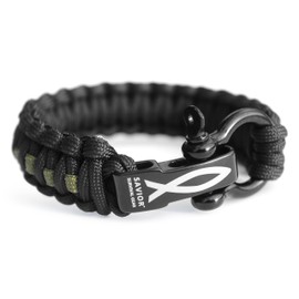 Savior Survival Gear Paracord Bracelet with Stainless Steel Adjustable Shackle