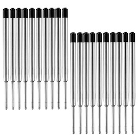 20 Pieces Black Ink Refill, Smooth Writing Replaceable Ballpoint Pen Refills, 1.0 mm Medium Point Ballpoint Pen Ink Refills Metal Refill for Retractable Ballpoint Pen School Office Supplies (Black)