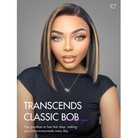 LUVME HAIR Ombre Blonde Highlight Silky Straight Glueless Pre Cut Lace Bob Wig