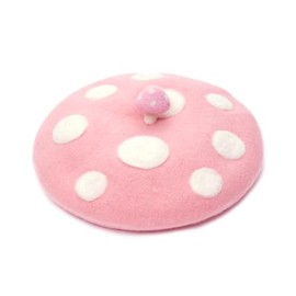 Mushroom Beret Handmade Wool Felt Vegetable Hat Men Women's Cosplay Cap Vintage Painter Beanies Pink