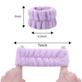 Xinwoxun 8 Pcs Women Face Wash Wristbands Microfiber Wrist Washband Spa Washband Wrist Towels for Washing Face, Prevent Water Running Down The Arms (Purple, A)