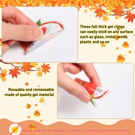 Gilprop 22 Pcs Fall Thick Gel Clings Autumn Window Gels Decals Stickers Reusable Removable Maple Leaves Pumpkin Window Cling for Harvest Party Decoration, 1 Sheet (Fall)
