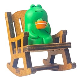 Liiusgelad Miniature Frog Anime Figurines - Resin Desk Figurines, Cool Office Gadgets for Desk, Fun Desk trinkets Gift for Frog Lover（Rocking Chair）
