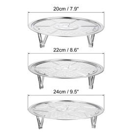 sourcing map 3-Piece Stainless Steel Steamer Rack with Stand, 7.9 Inch/8.6 Inch/9.5 Inch Pot Steamer Tray for Steamers Cookware Pressure Cooker