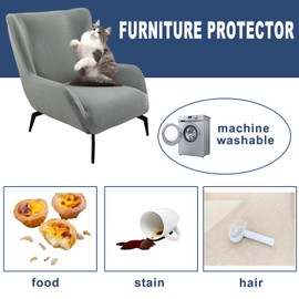 HAOYONG Mid Century Modern Accent Chair Cover Jacquard Armchair Slipcover 1-Piece Soft Armchair Sofa Covers Removable Washable Chair Covers with Arms Furniture Protector for Living Room - Set of 1