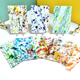 ILLUCKAI 24 Sheets Floral Patterned Stained Glass Sheet Variety Pack, 4 X 6 inch Cathedral Art Glass for Stained Glass Window, Stained Glass Supplies for Glass Projects and Mosaic Crafts