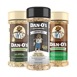 Dan-O's 3 Bottle Seasoning Set, Small Bottles, 3 Pack, Includes Crunchy, Cheesoning and Jalapeño Cheesoning Seasonings, Sugar Free, Zero Calorie, Use this Seasoning Kit in Snacks, Pasta or Sauce