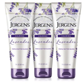 Jergens Lavender Body Butter Hand and Body Lotion, Moisturizer for Women, with Essential Oils for Indulgent Moisturization, 7 Oz, Pack of 3