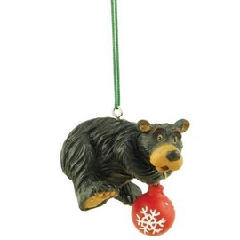 Bear Holding a Ball As If Decorating Tree, Collectible Ornament, 3-inch